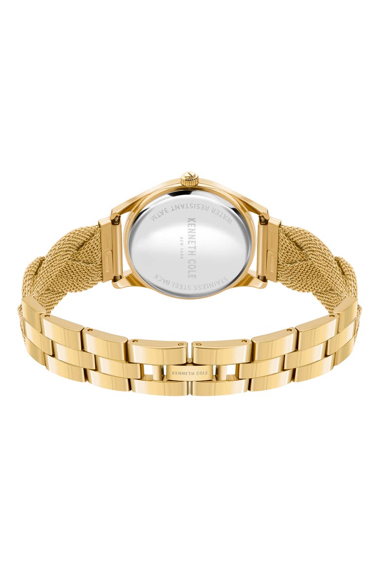 Diamond Accent Braided Mesh Bracelet Watch, 34mm, Alternate, color, GOLD HAMILTON GOLD