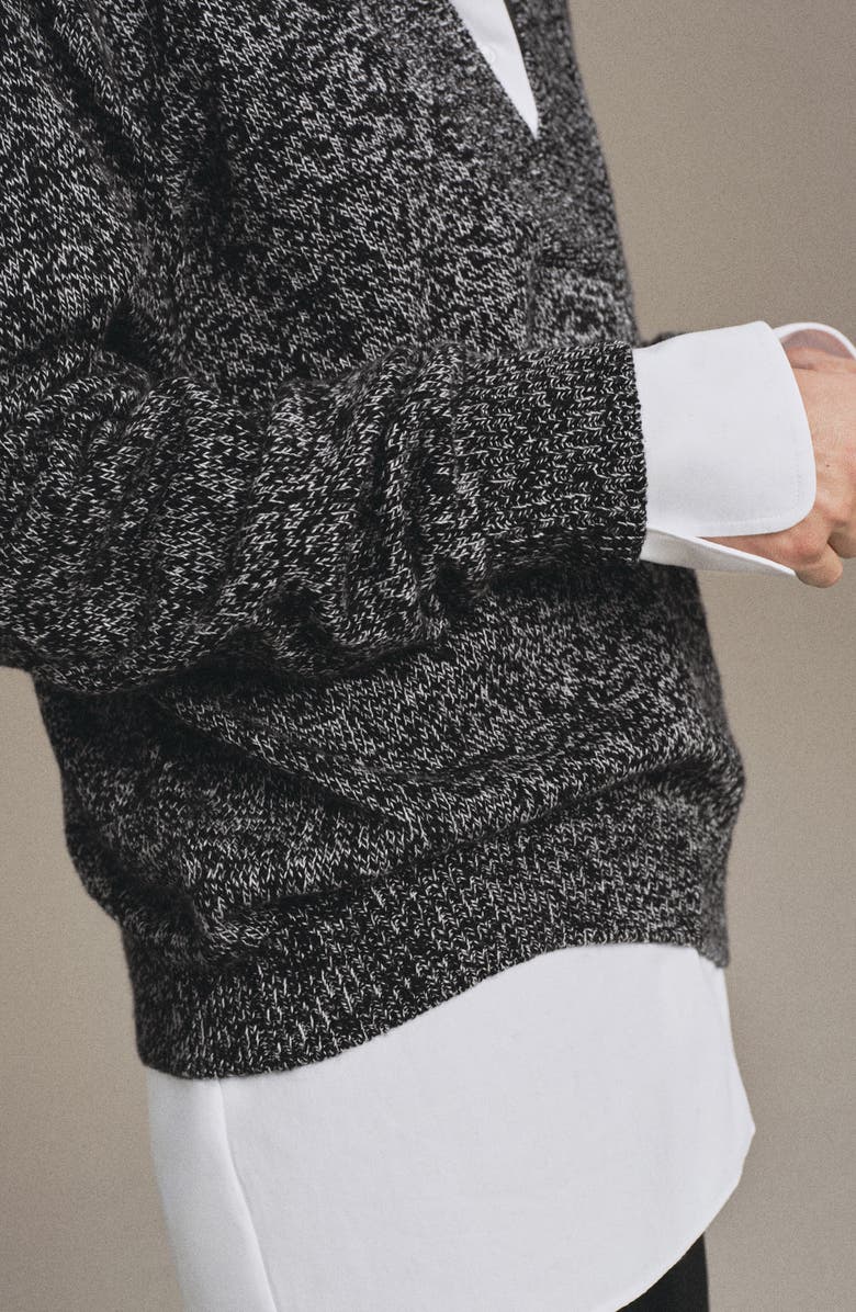 MANGO Marled V-Neck Sweater, Alternate, color, Black