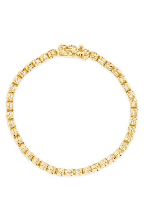 14K Gold Plated Cubic Zirconia Heart Tennis Bracelet