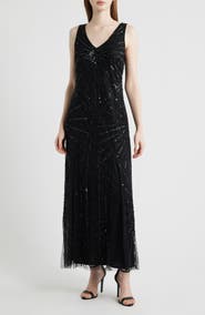 Pisarro Nights Beaded Sleeveless Tulle Gown