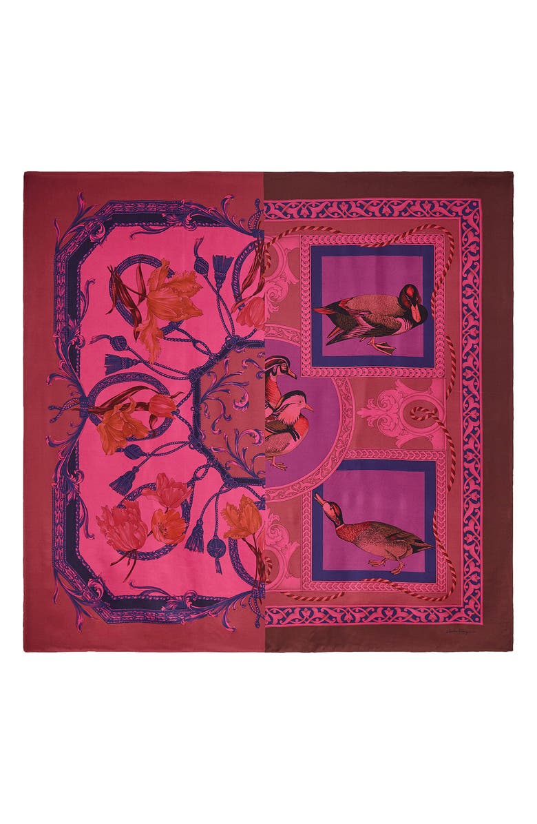 FERRAGAMO Salvatore Ferragamo Elizabeth Split Print Silk Scarf, Main, color,