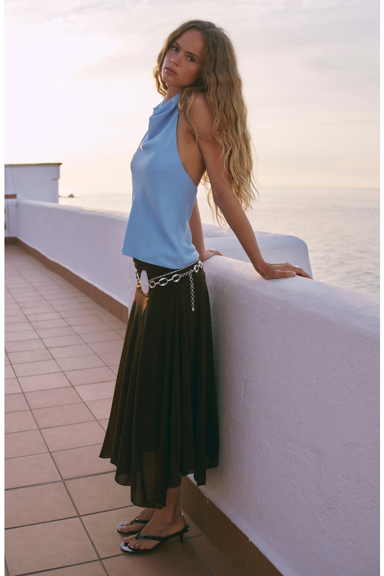 Draped Halter Top, Alternate, color, SKY BLUE