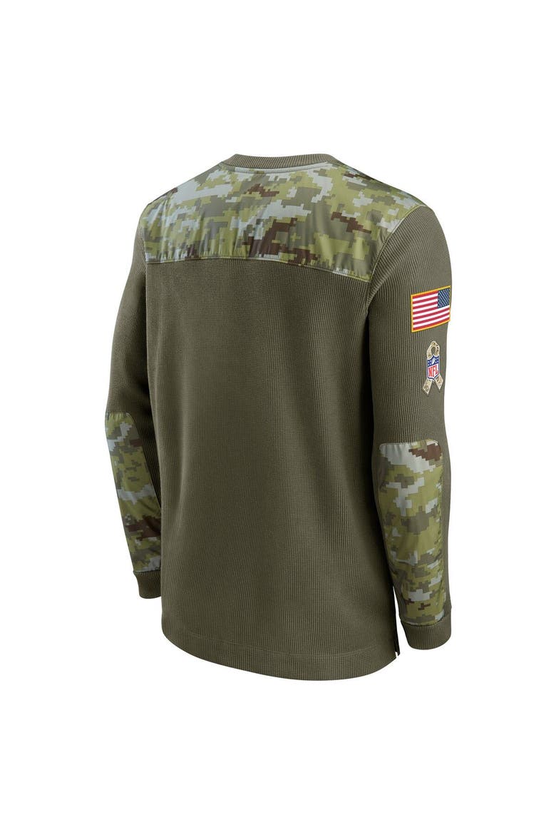 Men's Nike Olive Las Vegas Raiders 2021 Salute To Service Henley Long Sleeve Thermal Top, Alternate, color, Olive