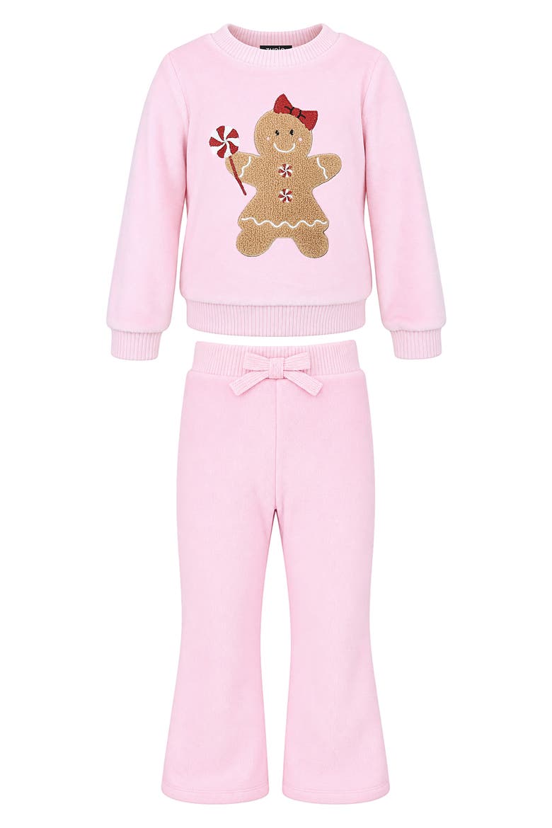 Gingerbread Velour Top and Pants Set, Main, color, PINK
