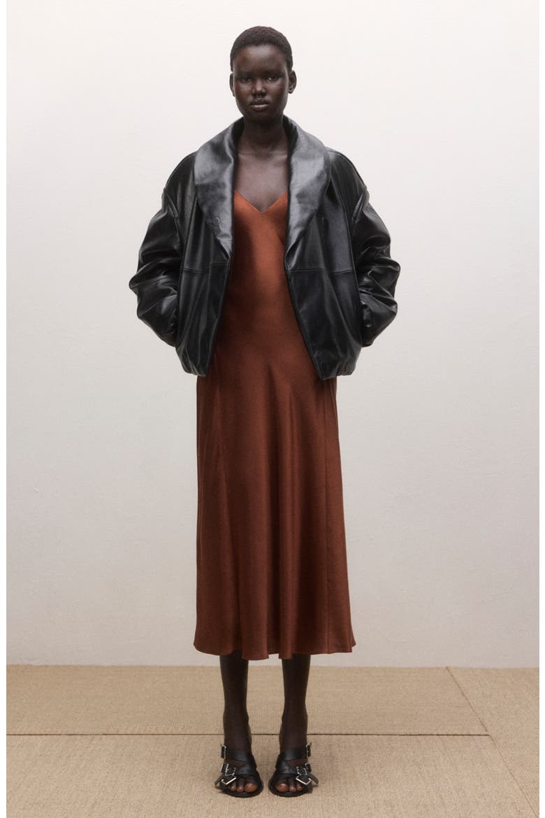 Satin Slipdress, Alternate, color, BURNT ORANGE