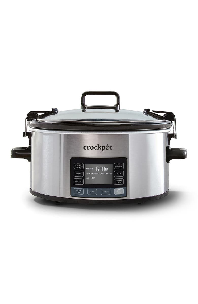 Crock-pot MyTime Cook & Carry Programmable 7-Quart Slow Cooker, Main, color, Stainless Steel