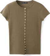 MANGO Open Stitch Short Sleeve Cardigan
