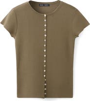 MANGO Open Stitch Short Sleeve Cardigan