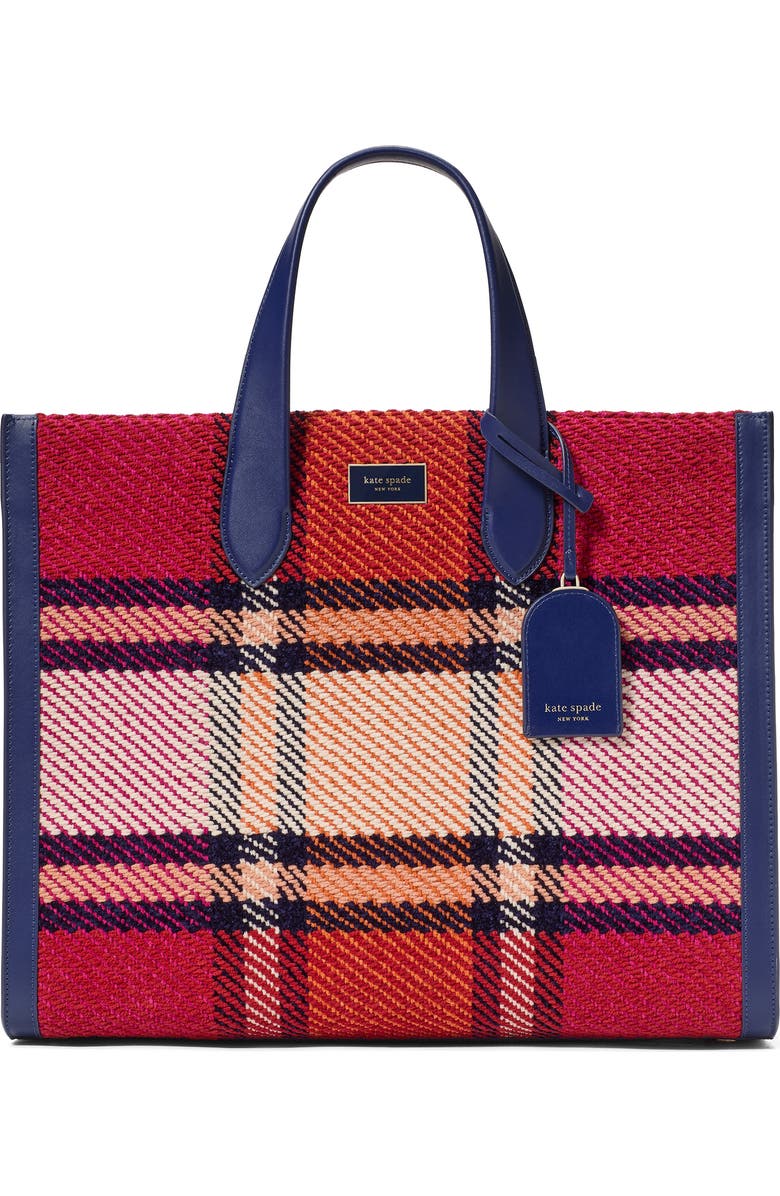 Kate Spade New York large manhattan grand plaid tote, Main, color,