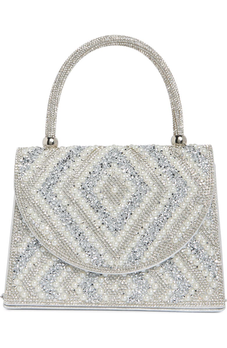 ALESSIA BIANCHI Jeweled Crystal Clutch, Main, color, Silver
