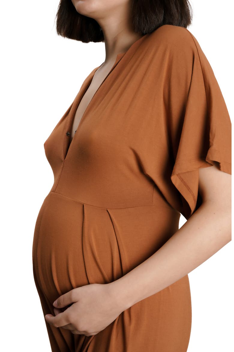 Filipa Maternity & Nursing Jumpsuit, Alternate, color, CARAMEL