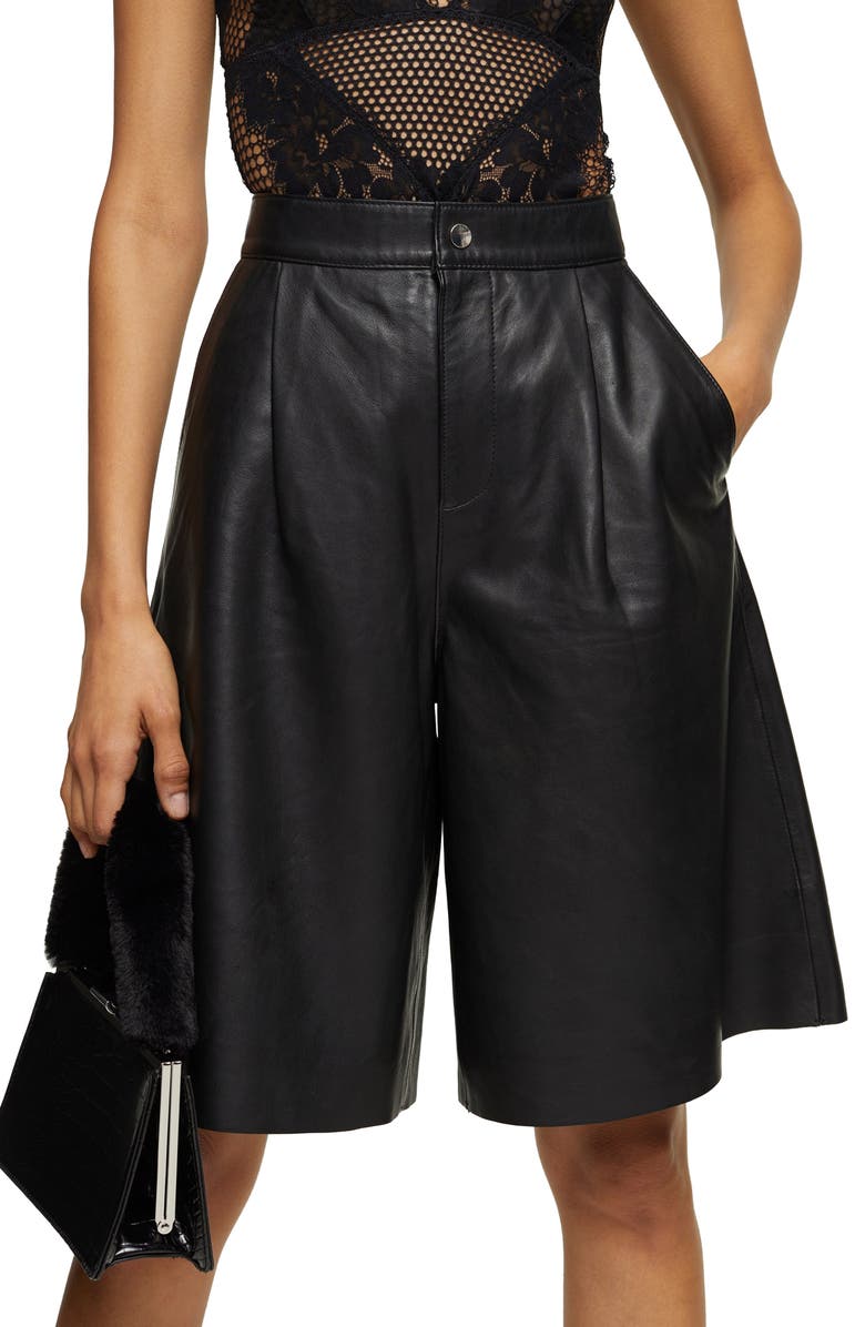 Topshop Leather Culottes, Alternate, color,