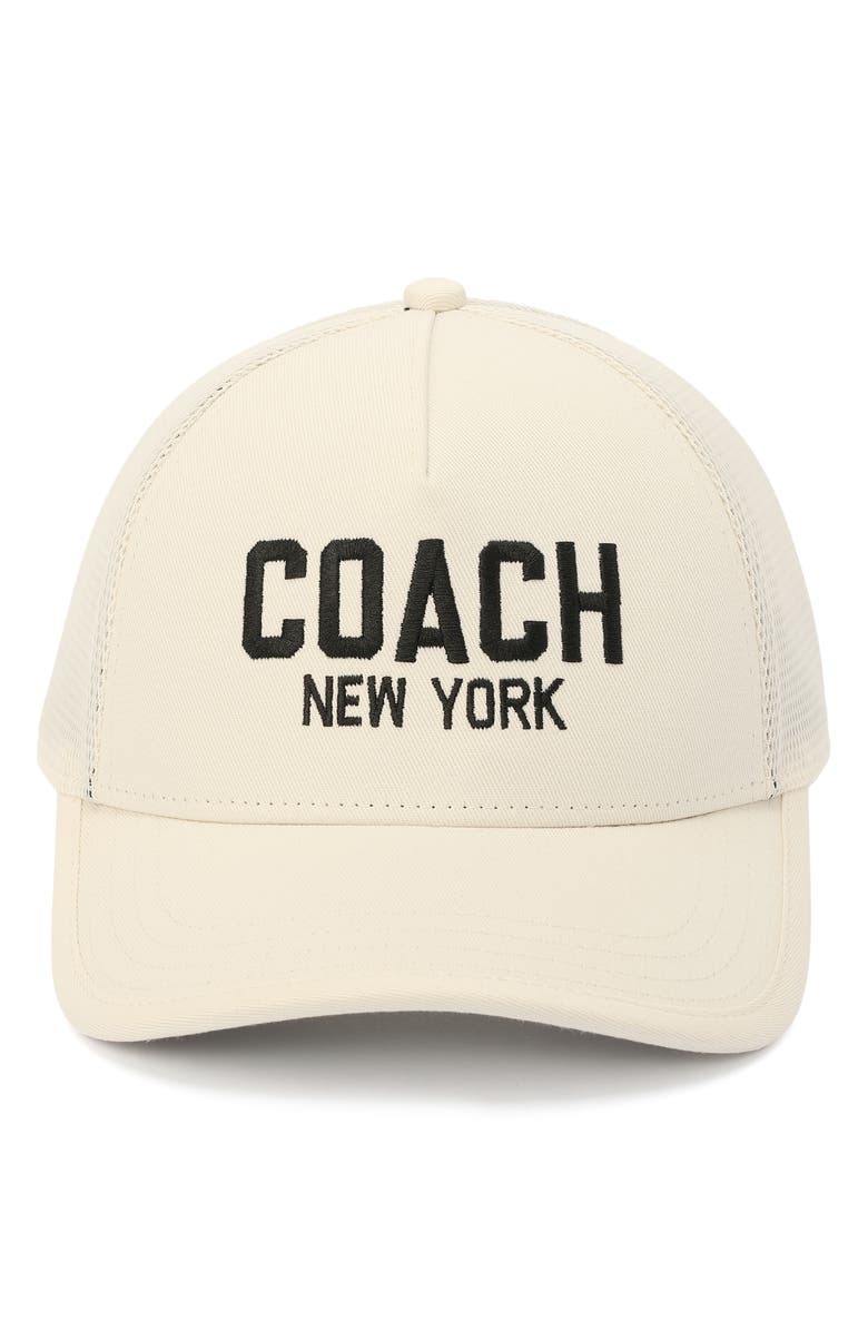 COACH New York Trucker Hat, Alternate, color, Chalk