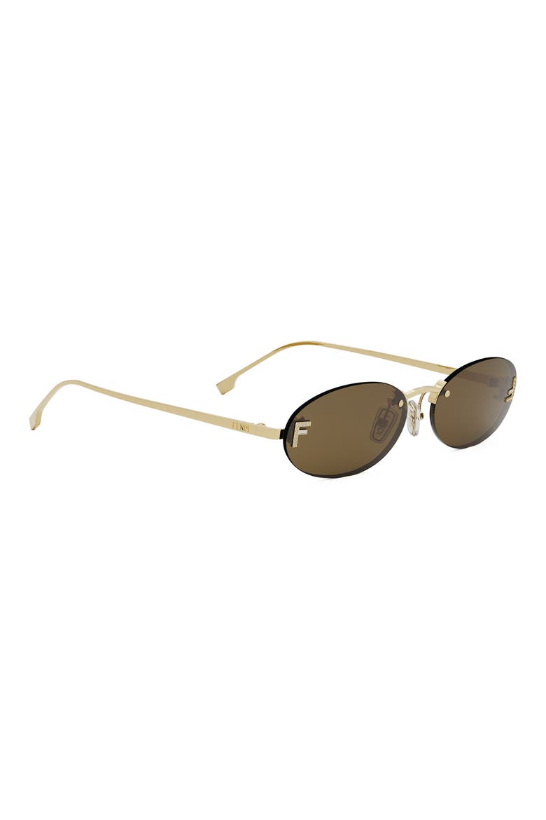 'Fendi First 54mm Oval Sunglasses, Alternate, color, SHINY ENDURA GOLD
