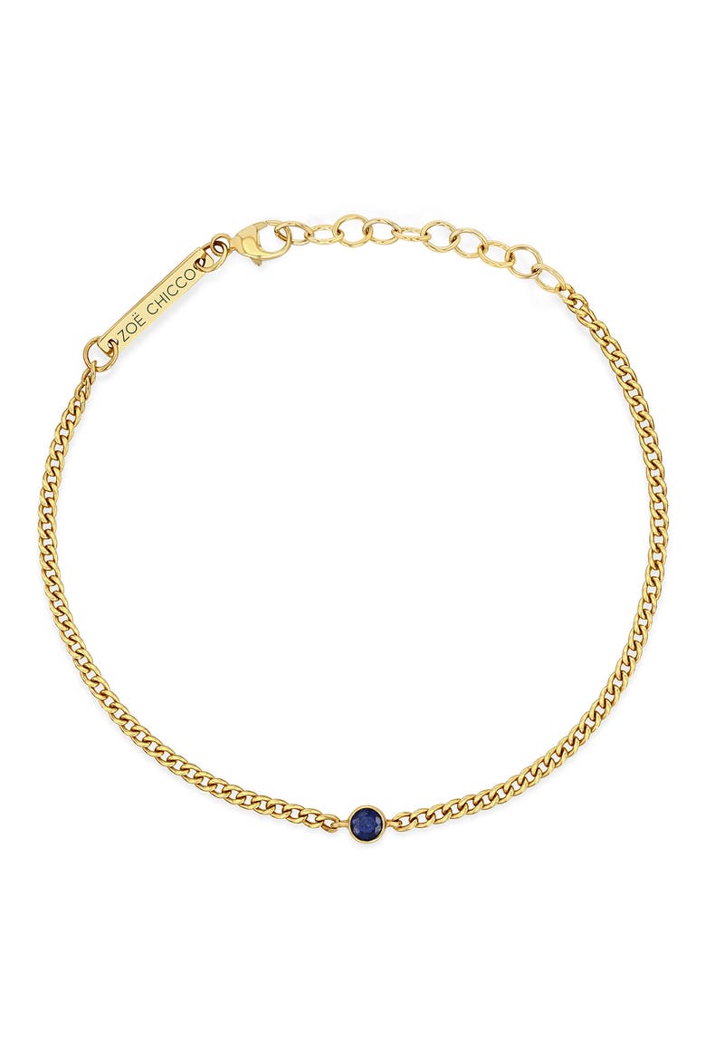 Bezel Blue Sapphire Pendant Bracelet, Alternate, color, YELLOW GOLD