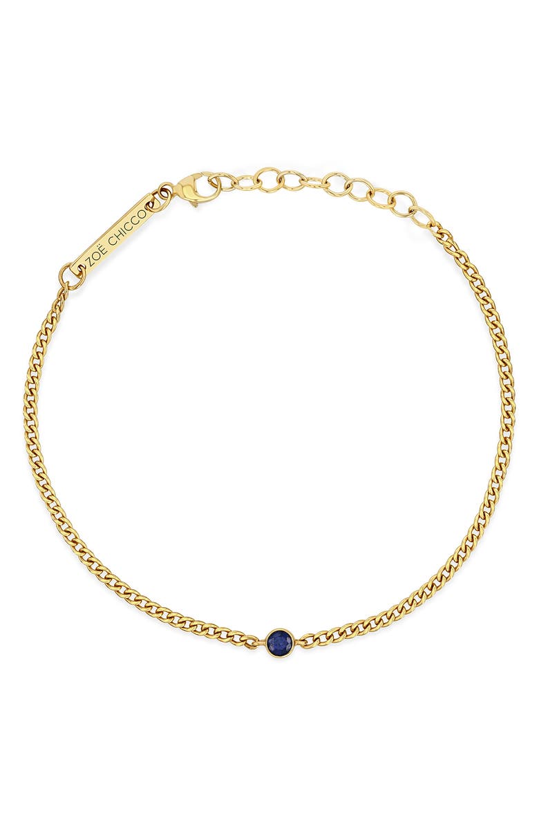 Zoë Chicco Bezel Blue Sapphire Pendant Bracelet, Alternate, color, 