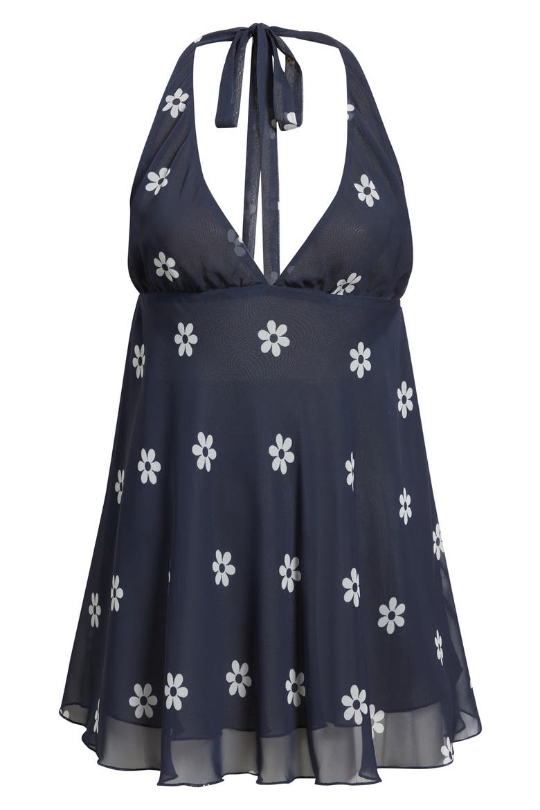 Ryan Daisy Print Halter Neck Minidress, Alternate, color, NAVY