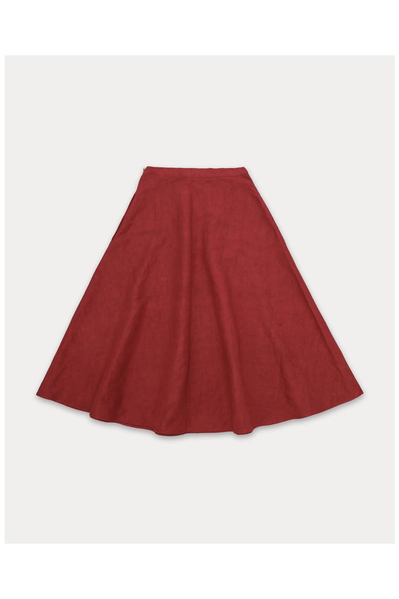Nicole Embroidered Linen Skirt, Alternate, color, Burgundy