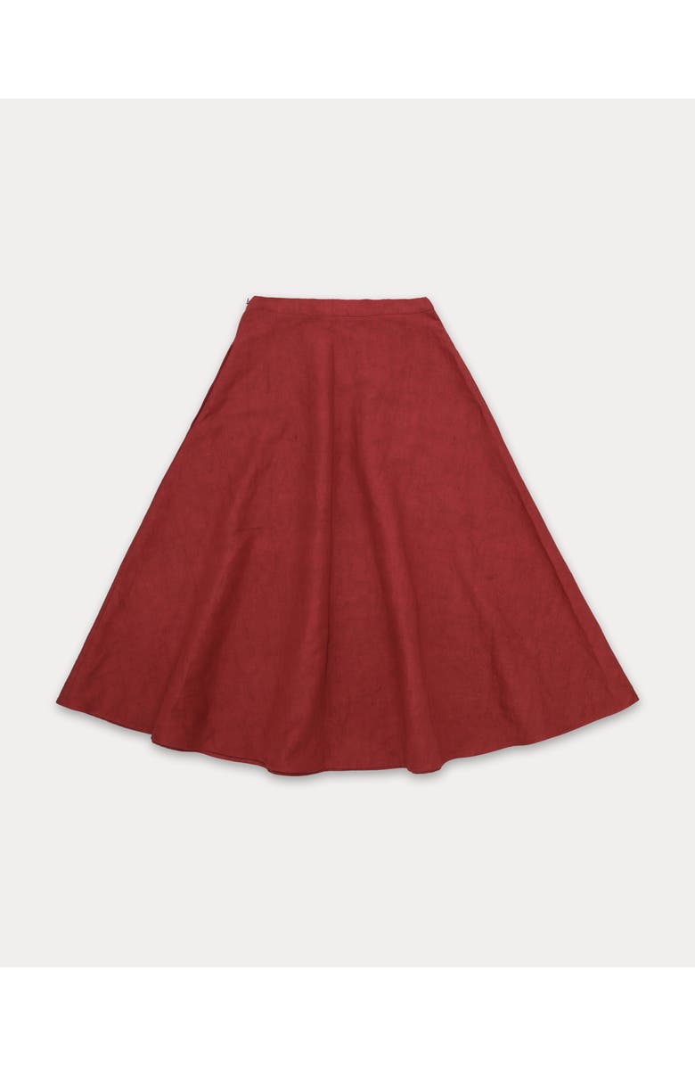 Fortela Nicole Embroidered Linen Skirt, Alternate, color, Burgundy