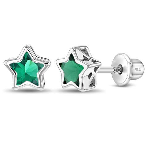 Cubic Zirconia Birthstone Star Earrings