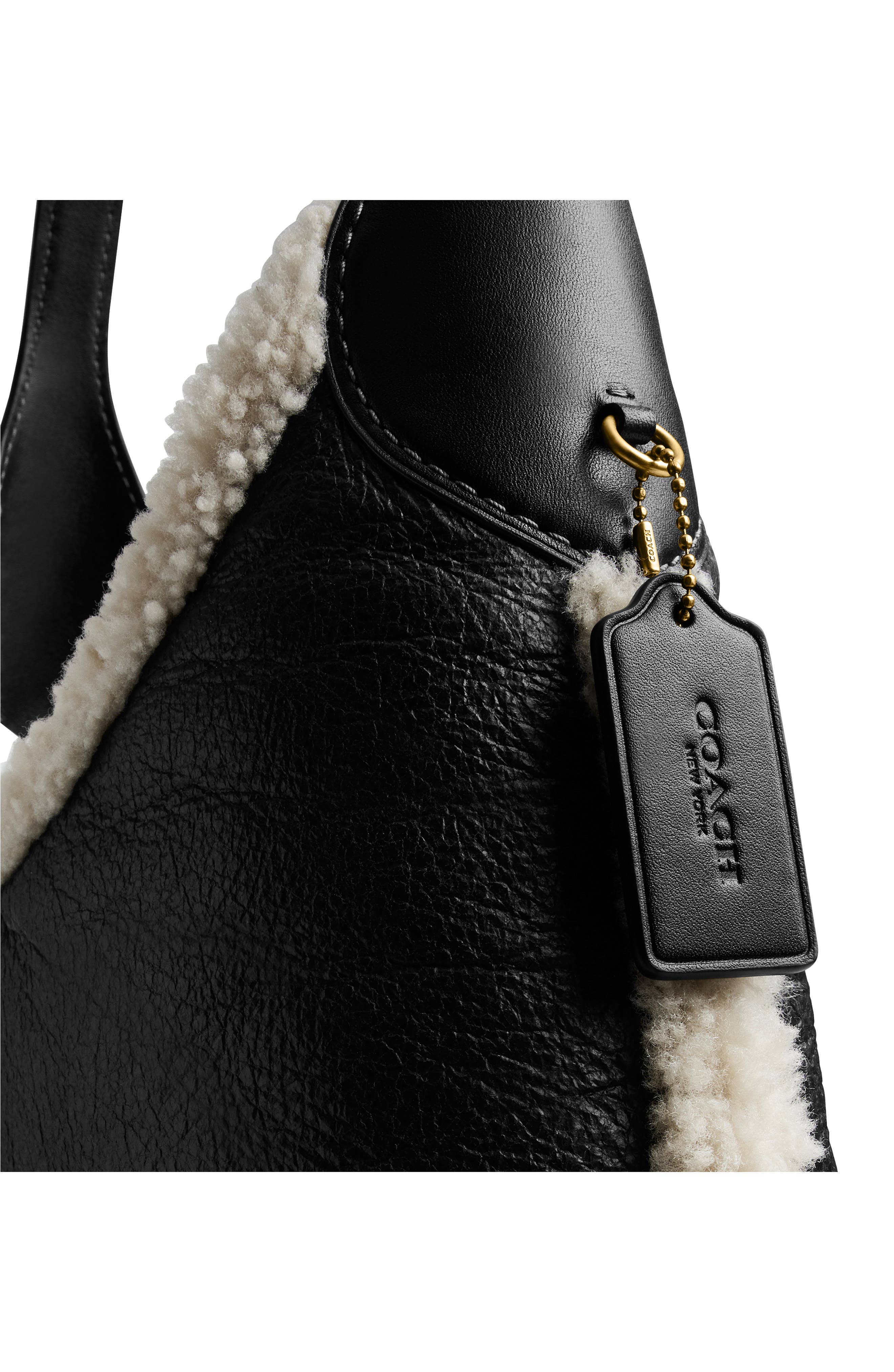 COACH Brooklyn 39 Genuine Shearling Trim Sheepskin Shoulder Bag, Alternate, color, 