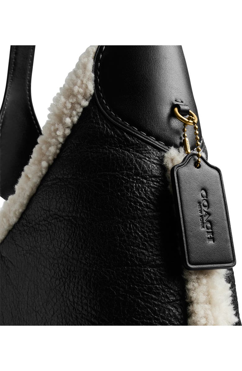 COACH Brooklyn 39 Genuine Shearling Trim Sheepskin Shoulder Bag, Alternate, color, Black Natural