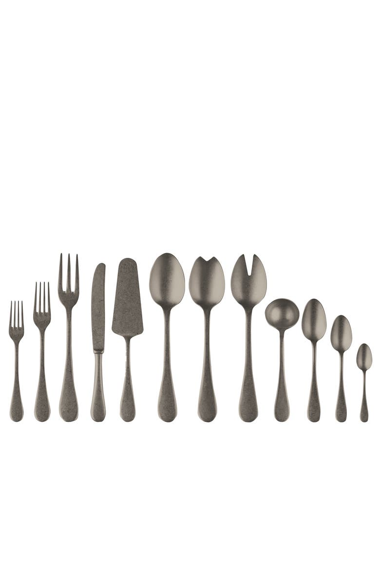 Mepra Vintage Pewter Flatware Set - 67 Pieces, Main, color, Black Gold
