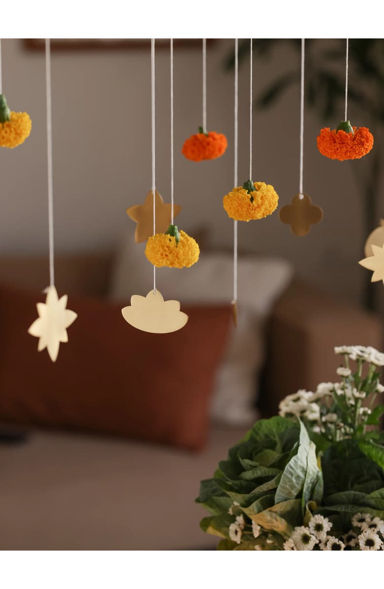 Fleck Foliage Brass Ornaments - Set of 7, Alternate, color, Brass