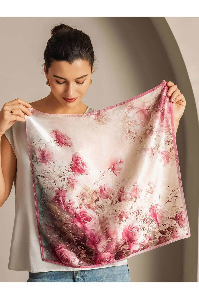Pure Silk Delicate Square Scarf, Alternate, color, Medium Pink