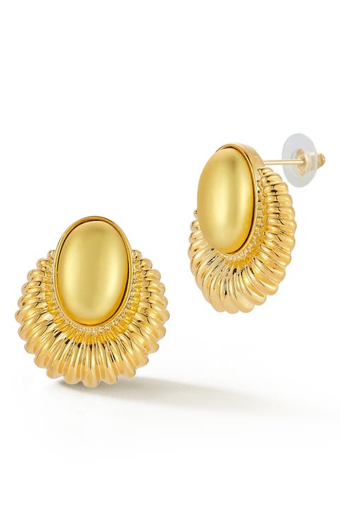 Oval Halo Stud Earrings