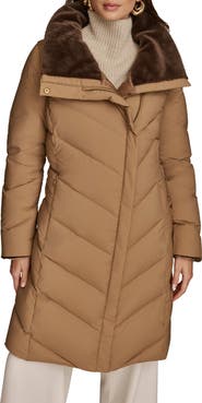 Donna Karan New York Water Resistant Chevron Down Puffer Coat