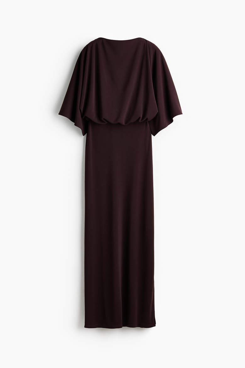 Cowl-back Jersey Dress, Alternate, color, Dark brown