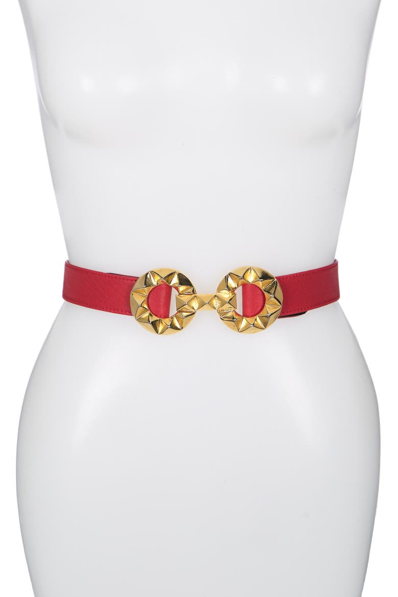 Jazz Leather Belt, Main, color, RED