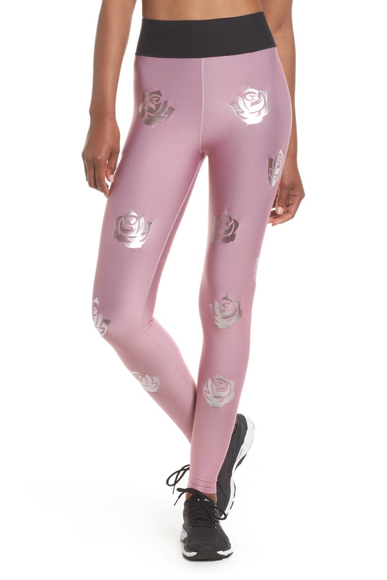 Rosette Print Ultra High Waist Leggings, Main, color, ROSE