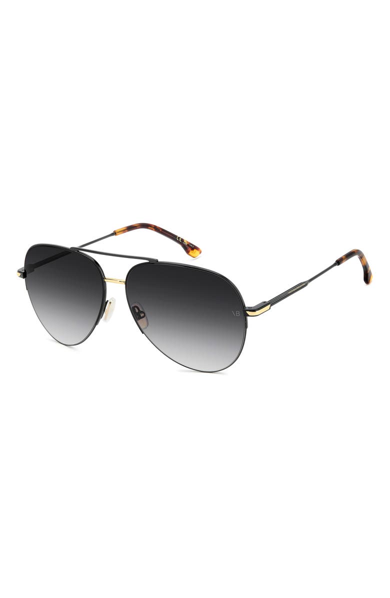 Victoria Beckham Pilot 62mm Aviator Sunglasses, Alternate, color, Black Gold/ Dark Grey Sf
