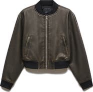 MANGO Worn Out Effect Bomber Jacket
