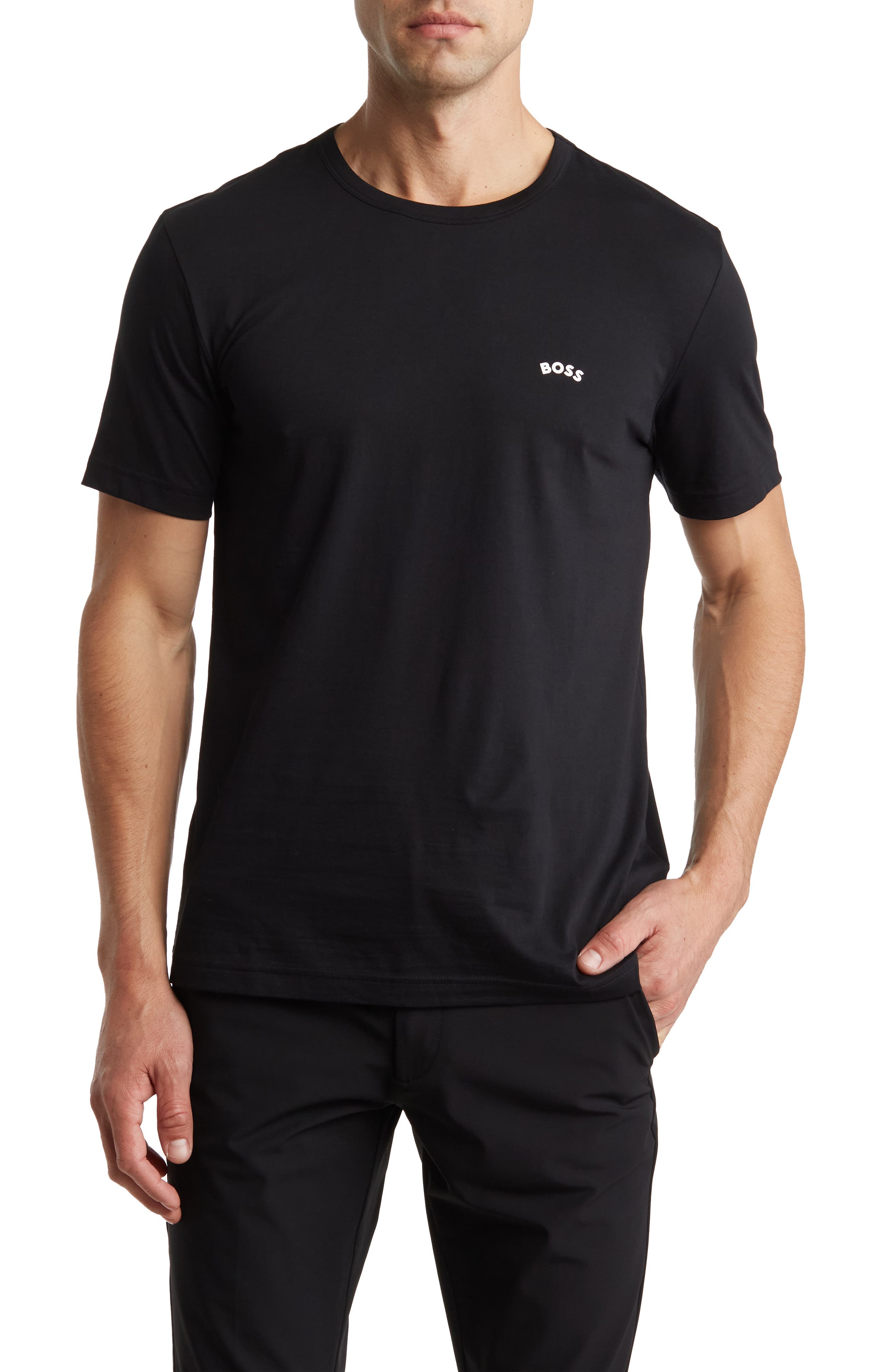 BOSS Cotton Curved Logo T-Shirt