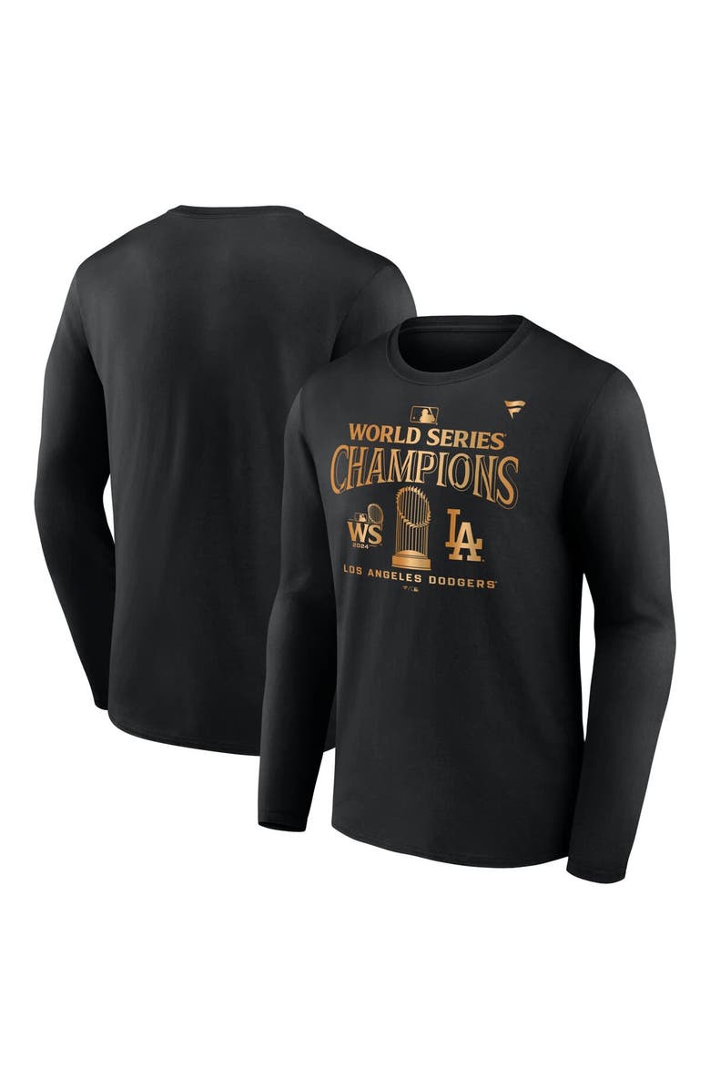 FANATICS Men's Fanatics Black Los Angeles Dodgers 2024 World Series Champions Locker Room Parade Long Sleeve T-Shirt, Alternate, color, 