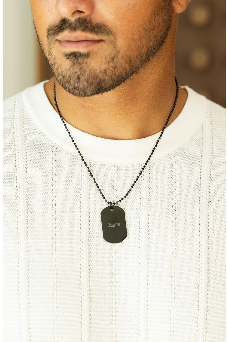 Men's Engravable Stainless Steel Dog Tag Necklace, Alternate, color, BLACK