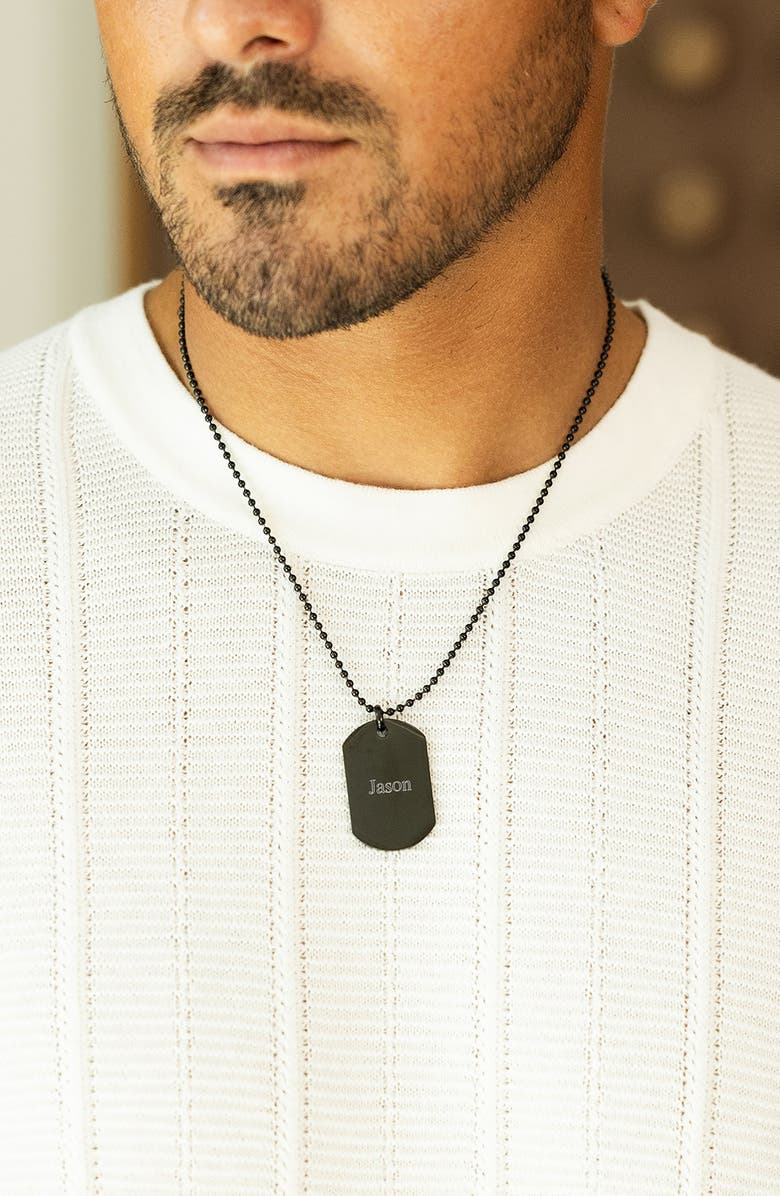 Brook and York Men's Engravable Stainless Steel Dog Tag Necklace, Alternate, color,