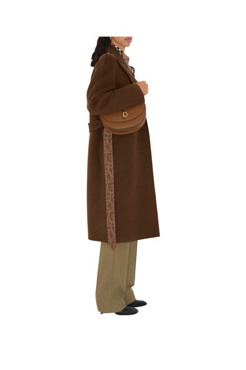 Burberry Wool-cashmere Belted Long Coat With Monogram Interior In Tor/canvas