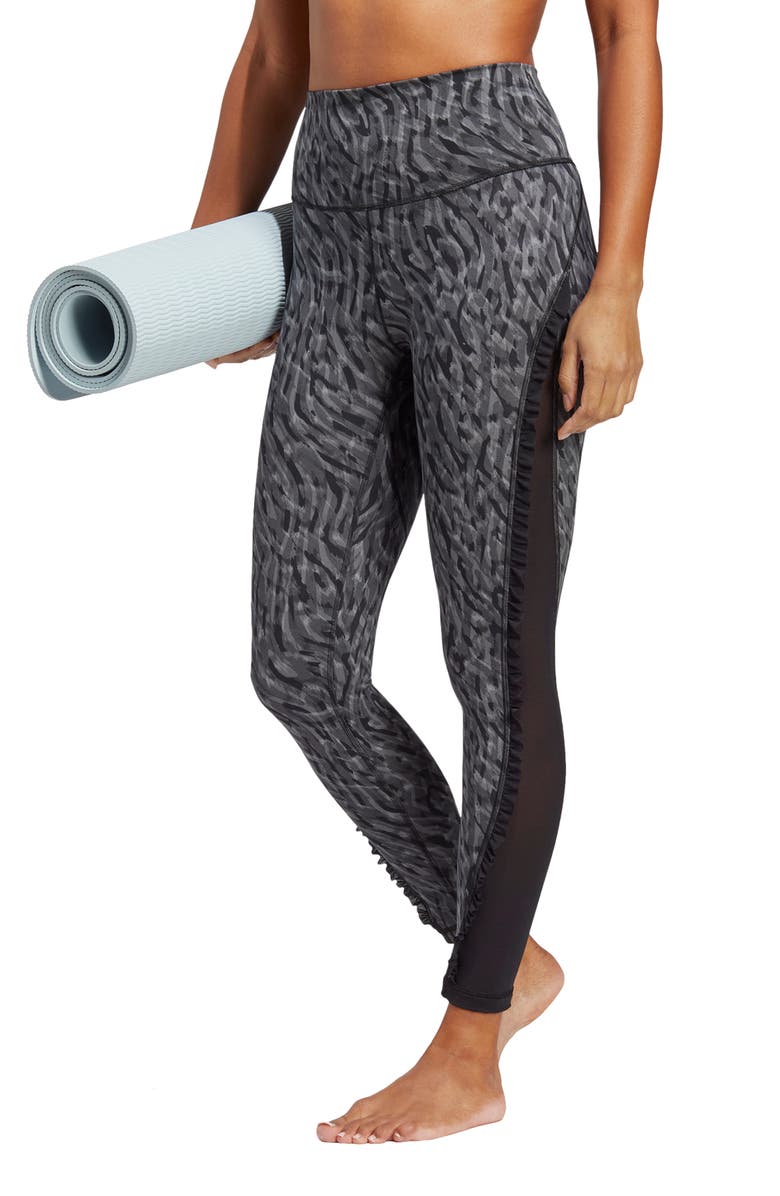 adidas Yoga Studio Ruffle Crop Leggings, Alternate, color, 