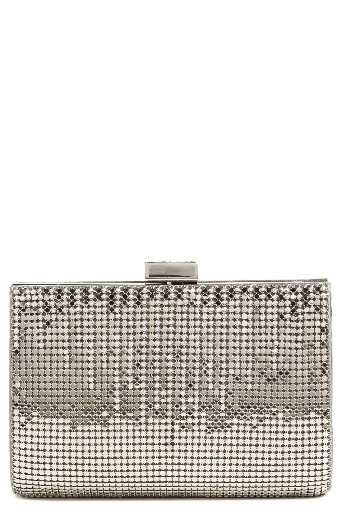 'Diamond Drips' Evening Clutch, Main, color, PEWTER