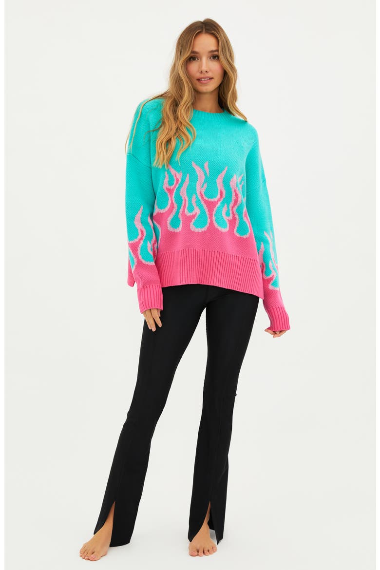 Callie Jacquard Flames Sweater, Alternate, color, FANDANGO FLAMES