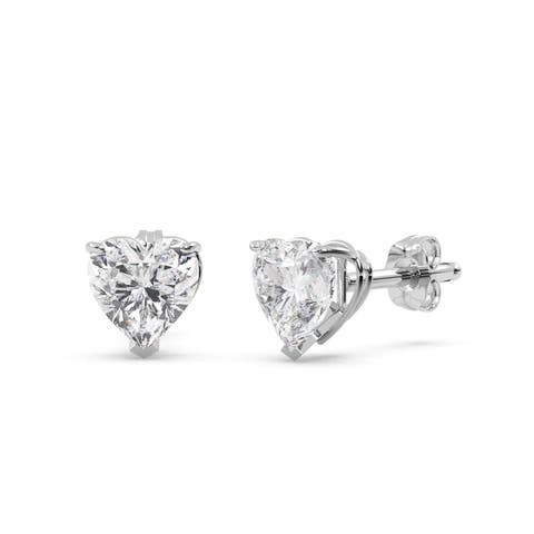 Heart-Cut Lab Diamond Stud Earrings 14k 2.0ct