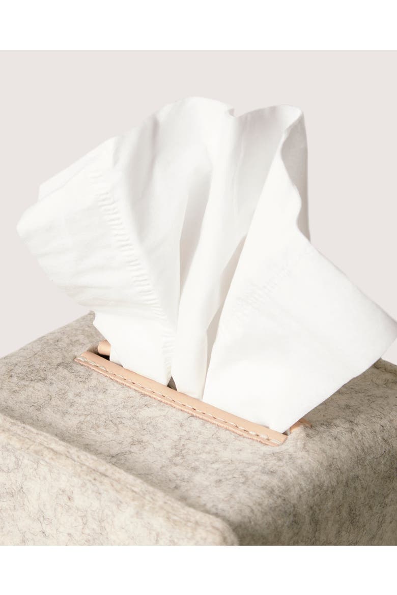 Merino Wool Small Tissue Box Cover, Alternate, color, Heather White Vachetta