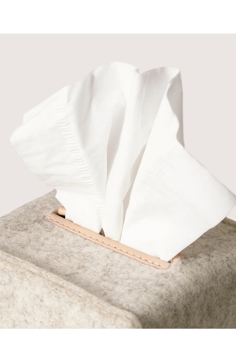 Graf Lantz Merino Wool Small Tissue Box Cover, Alternate, color, Heather White Vachetta