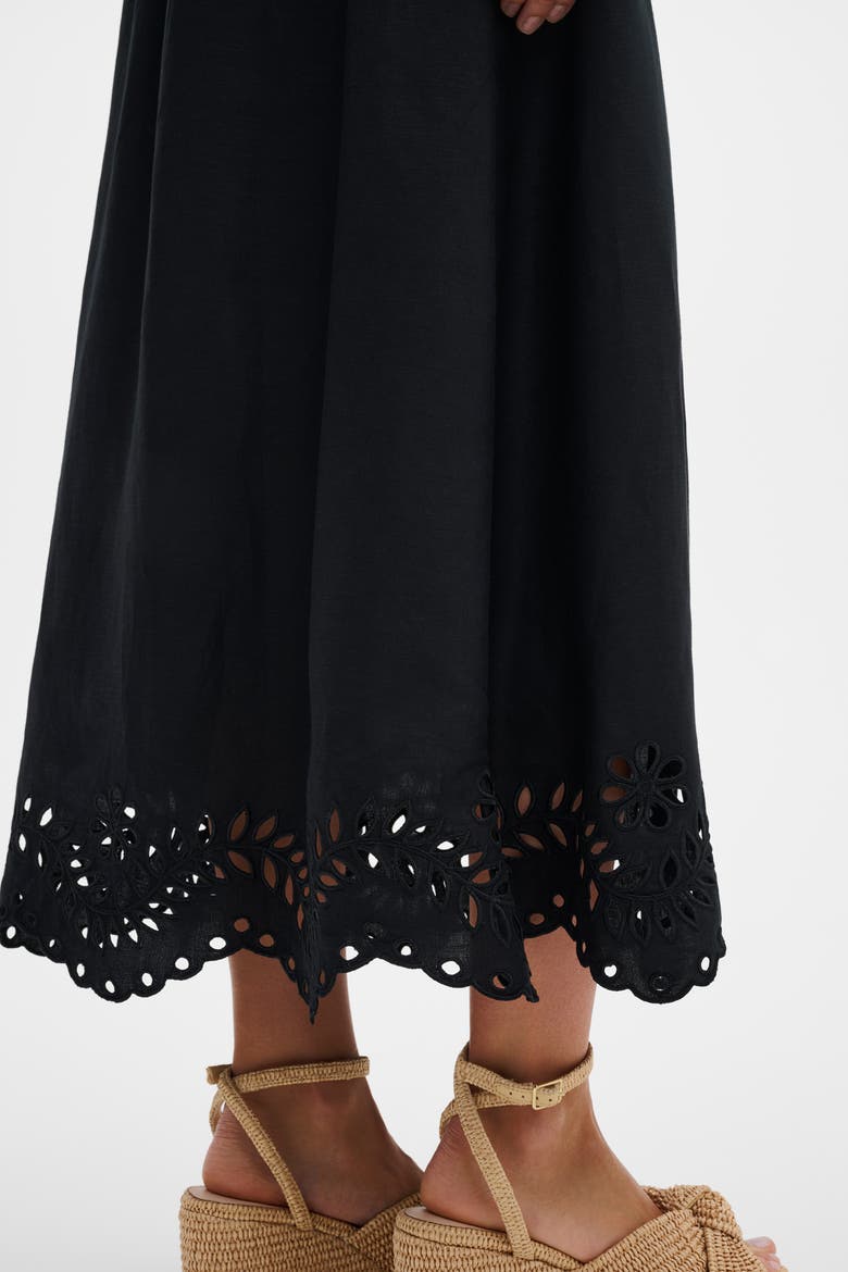Chara Broderie Anglais Maxi Skirt, Alternate, color, Black