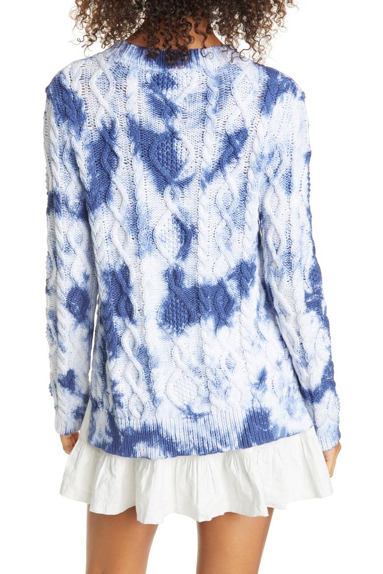 Tie Dye Cable Knit Sweater, Alternate, color, BLUE TIEDI