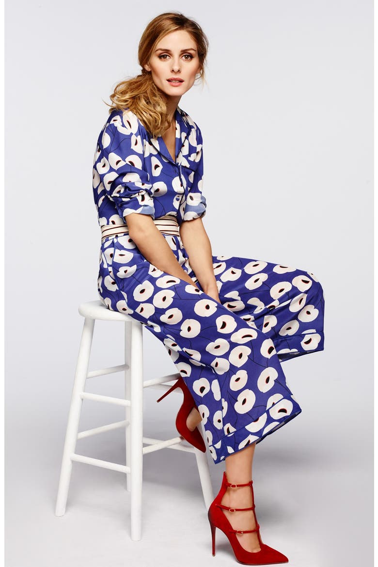 Olivia Palermo + Chelsea28 Silk Shirt, Alternate, color, BLUE MAZARINE POPPY